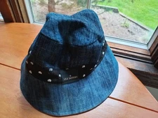 Rare Htf Lele Sadoughi Denim Bucket Hat Reversible