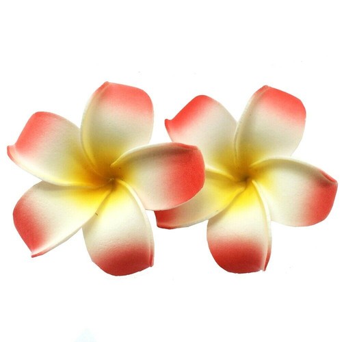 2 pz clip per capelli hawaiana frangipani plumeria testa schiuma fiore festa spiaggia - Foto 5 di 46