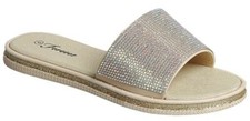 New Women's Open Toe Jeweled Rhinestone Band Slides Flat Sandal Shoes Flip Flops