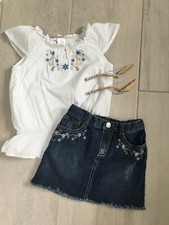 Size 4 Gymboree 4 PC Set Girls Top, Skirt and 2-Hair Clip-Cowboy, Western, Boho