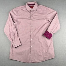 Hugo Boss Shirt 16.5 Sharp Fit Pink Flip Cuff Button Up Long Sleeve Casual Mens