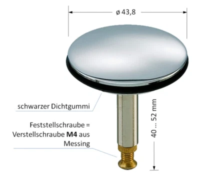 KEENBERK Abflussstopfen Messing hartverchromt Ablaufstopfen Spüle Dusche Badewanne 4,38cm