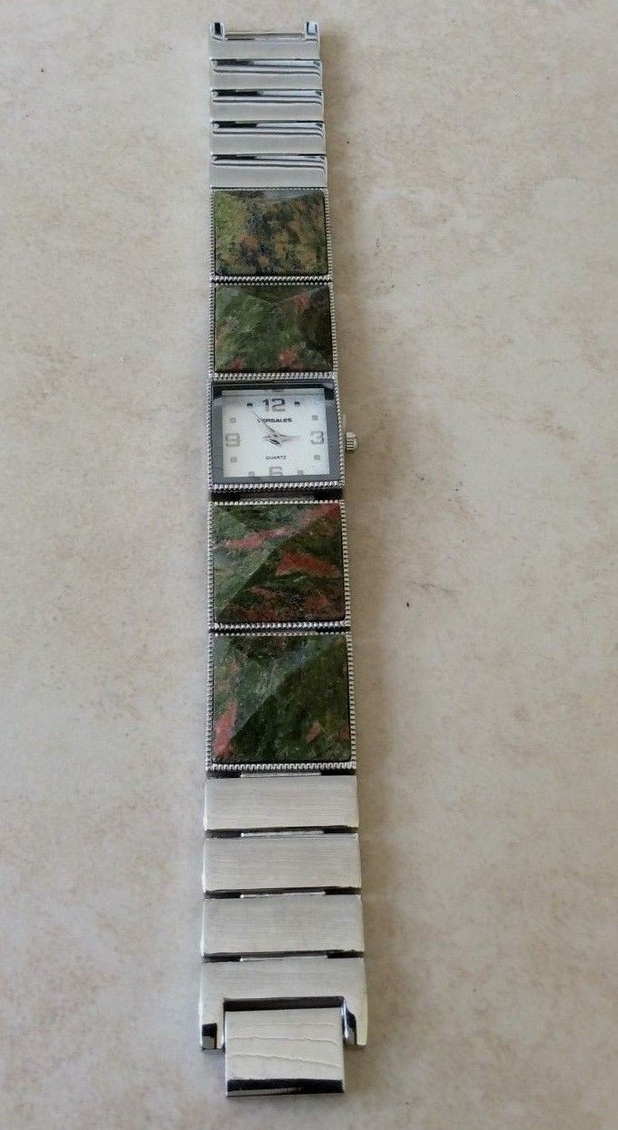 Versales Women's Square Watch Silver Dial on Stone Gemmed inked