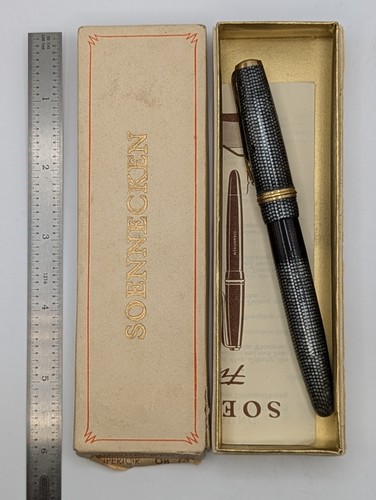 Sonnecken Grey Lizardskin Fountain Pen 14k Oblique Broad Nib Restored ...