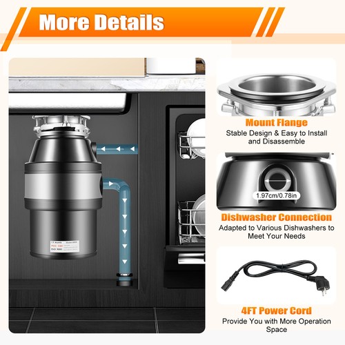 Dispensador de residuos de alimentos para fregadero de cocina para el hogar con interruptor de aire eliminación de residuos de alimentos Reino Unido - Imagen 11 de 24