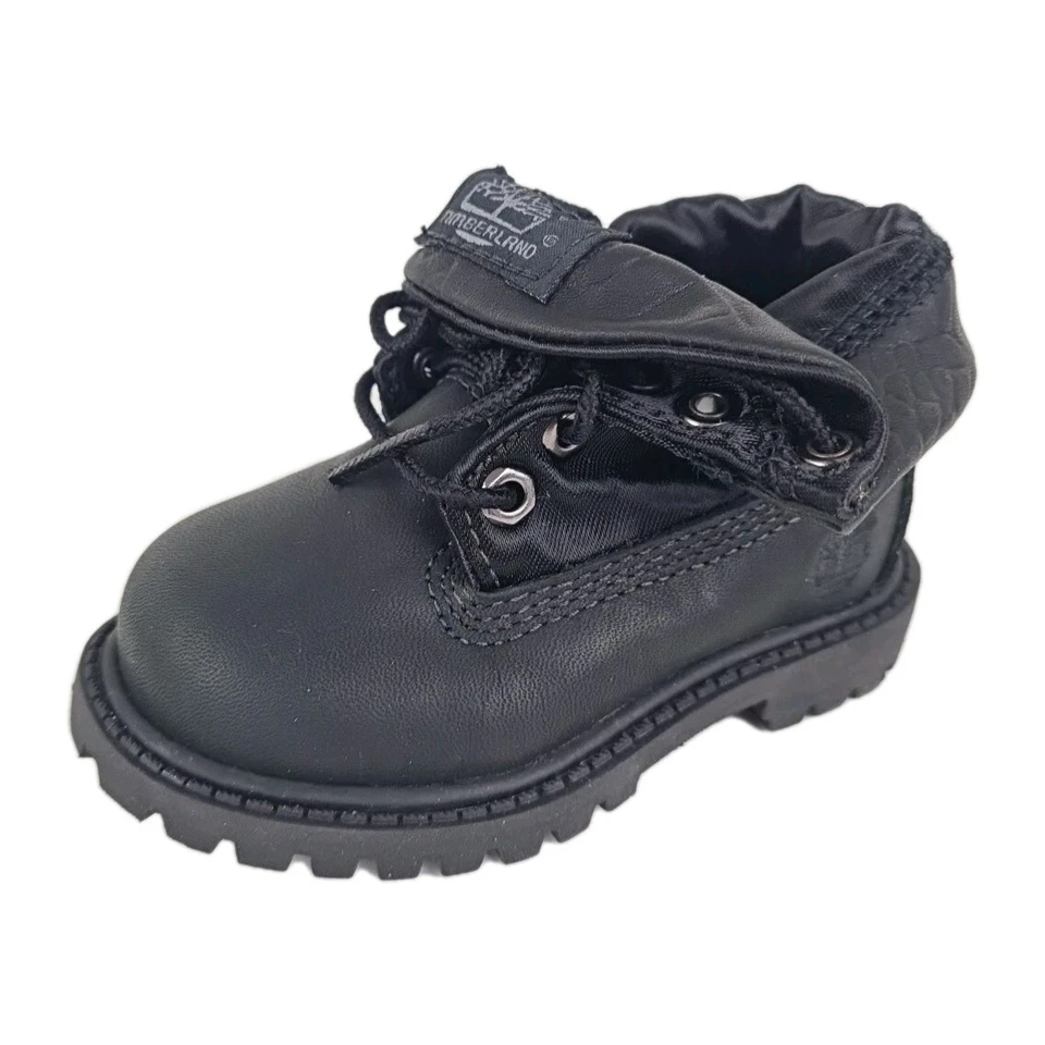 Botas hexagonales Timberland Roll Top 29851 impermeables de cuero negras talla 5,5 para niños pequeños Foto 2 de 4