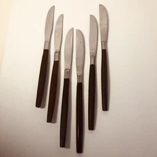 6 Ekco Eterna Canoe Muffin  DINNER KNIVES   Stainless Japan 9”