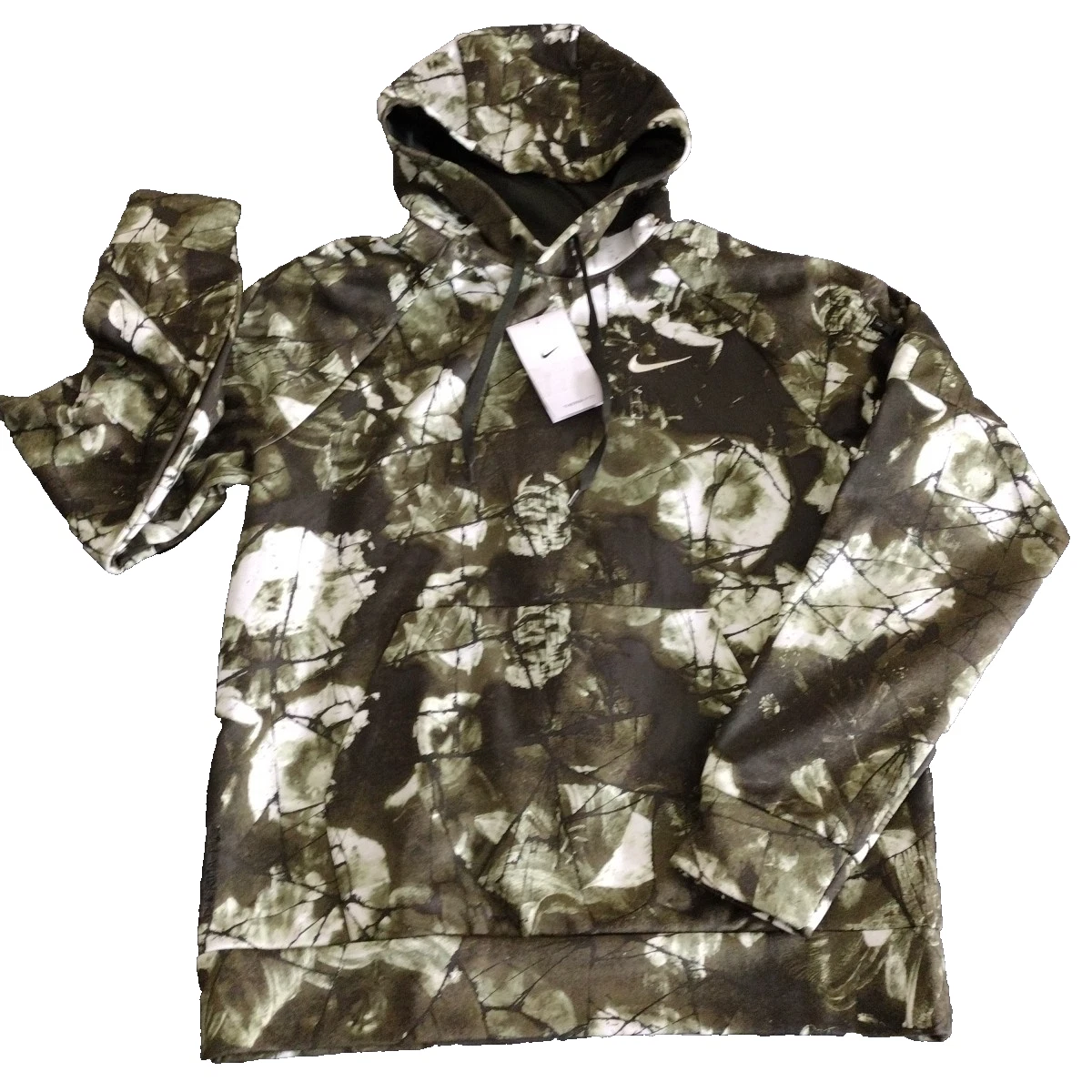 Nike Therma-Fit Hoodie Mens Small Print Camo Pullover Green White Smoky Rare