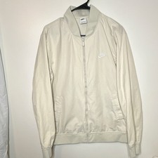 Nike Men's Beige Track Jacket Full Zip Pockets Stand-Up Collar Size L