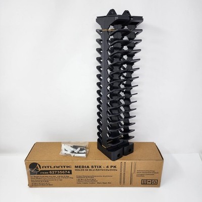 Atlantic Media Stix 4 Pack Interlocking Storage Holds 60 Blu-rays, CDs, or DVDs