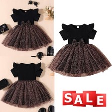 Kids Girl Tulle Dress Elegant Princess Leopard Toddler Girls Summer Dress
