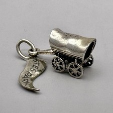 Pioneer Covered Wagon Stagecoach Pendant Estes Park JP Sterling Silver Charm