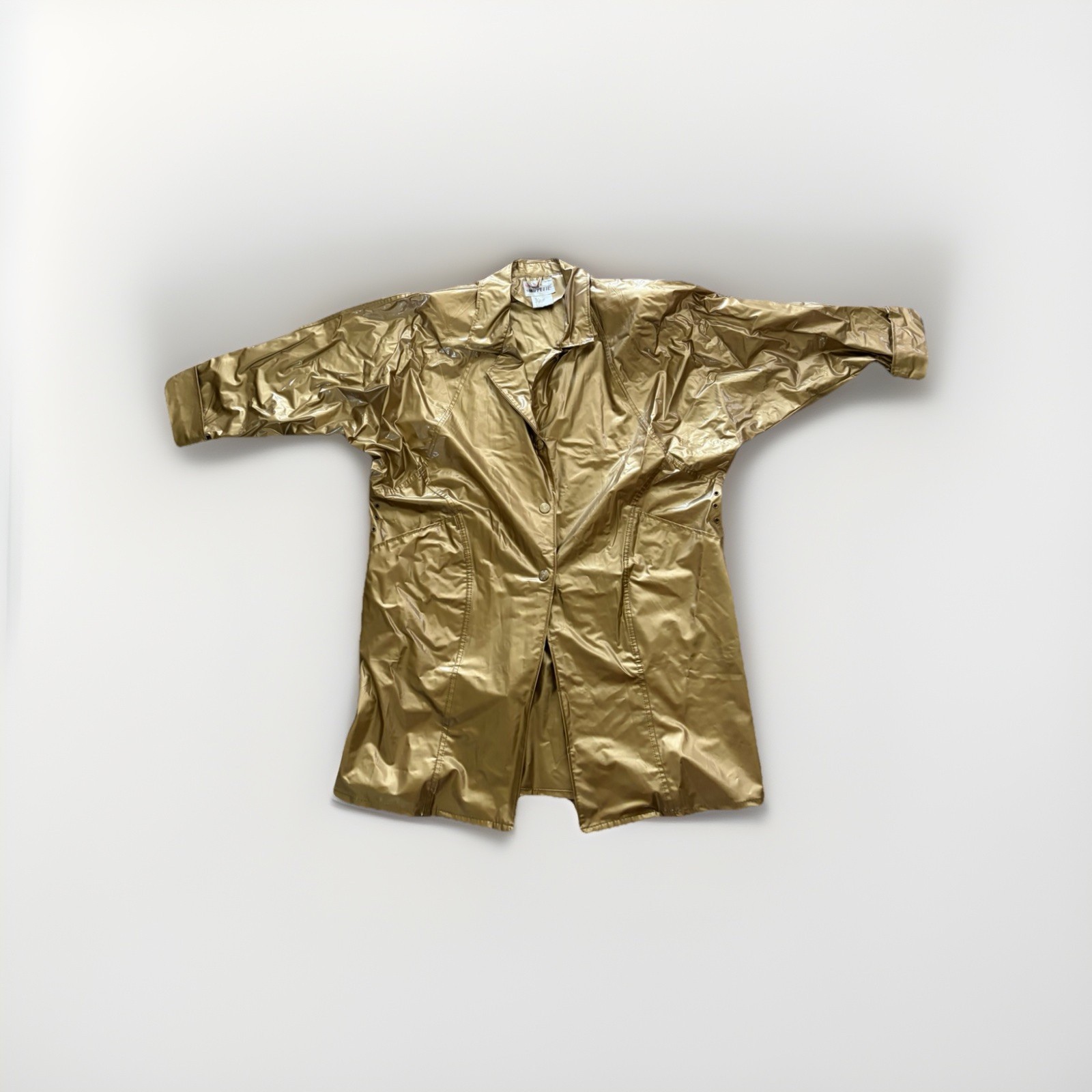 Vintage Raincoat - Kenn Sporn Wippette - Size L - Shiny Vinyl Gold-image