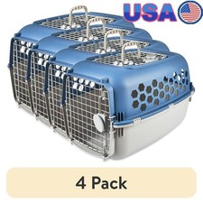 Multicolor 24in Plastic Double Door Pet Kennel Top Opening Dogs Cats Travel New