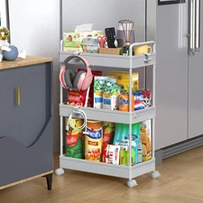3 Tier Rolling Storage Cart with Wheels Slim Craft Nail Makeup Snack Art Baby...