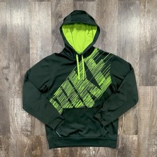 Nike Therma Fit Hoodie Men's Small Green KO Flash Neon Fleece Lined Pullover