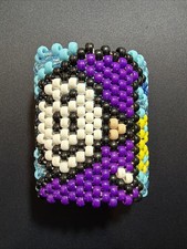 Handmade Purple Skull Kandi Cuff Bracelet Rave EDM Festival Beaded PLUR