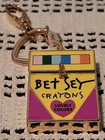 Betsey Johnson  CRAYON BOX Gold Tone Coated Enamel Bag Charm Keychain Purse Fob