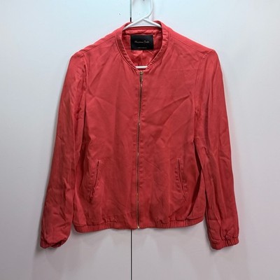 Massimo Dutti Full-Zip Lightweight Bomber Jacket Coral Size Small