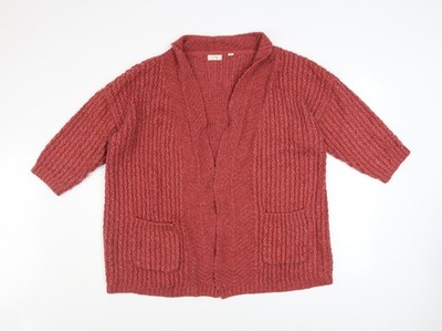 Fat Face Damen rot Größe 16 Grobstrick offene Strickjacke