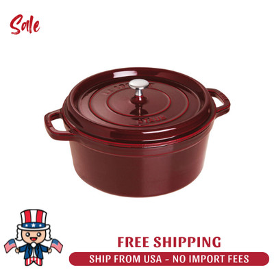 HOT SELLING Staub Cast Iron 7 qt, Round, Dutch Oven, Grenadine