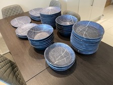 Marble Effect Plate Set- Plates, Side Plates, Bowls + Pizza / Serving Tray