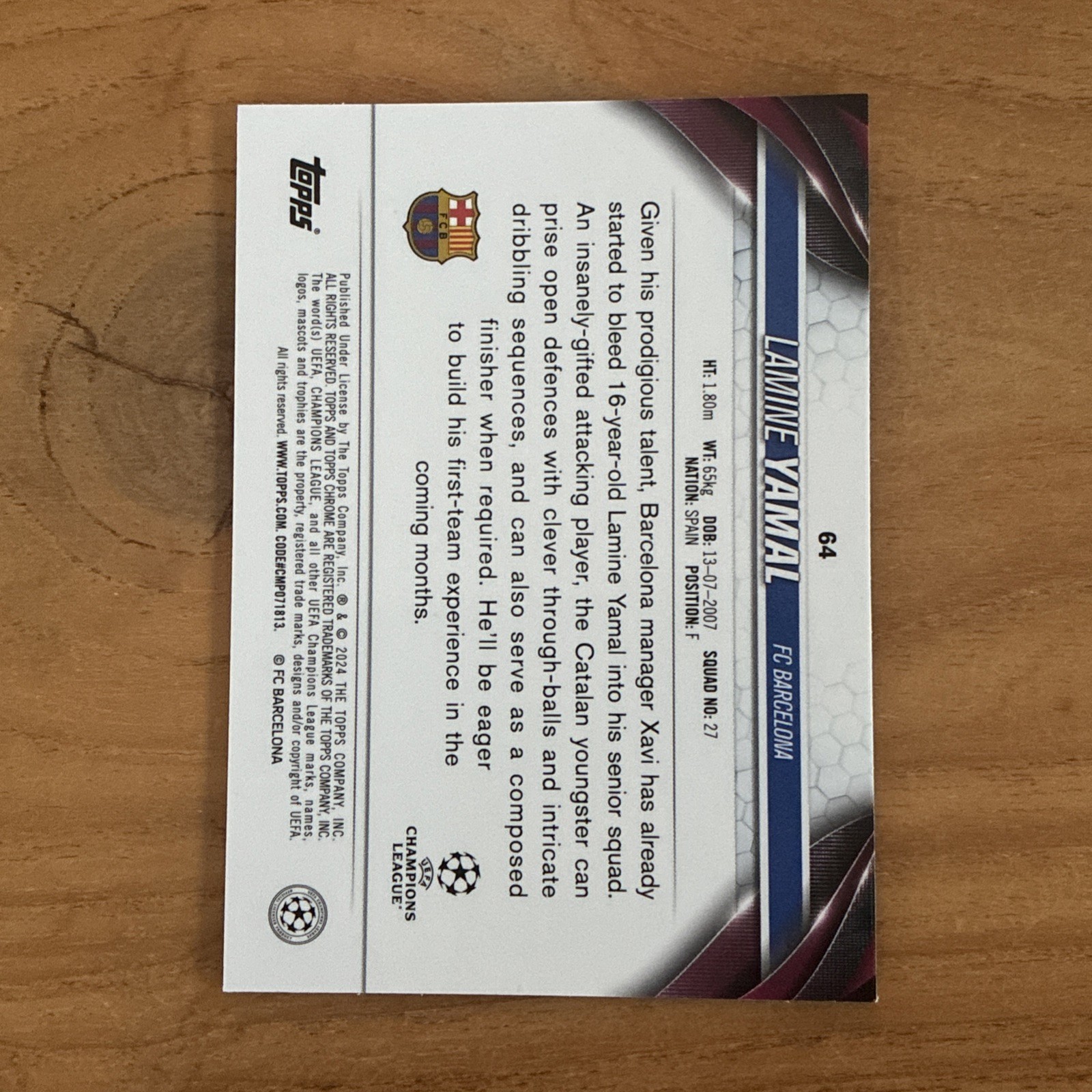 LAMINE YAMAL 2023-24 Topps Chrome UEFA UCC Club Competitions Rookie Card #64 view 2