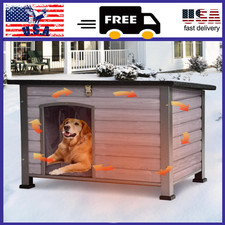 US Large Heated Dog House Shelter Outdoor XL Insulated Weatherproof Dog Kennel
