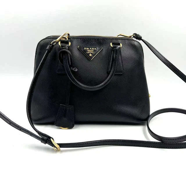 11.01 13 Prada Promenade Saffiano Black Top Handle Shoulder Bag