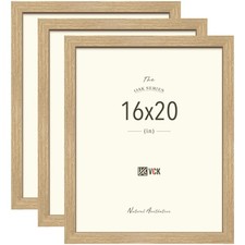 VCK 16x20 Solid Wood Poster Frames for Wall, Natural Oak Picture Frame 3 Pack...
