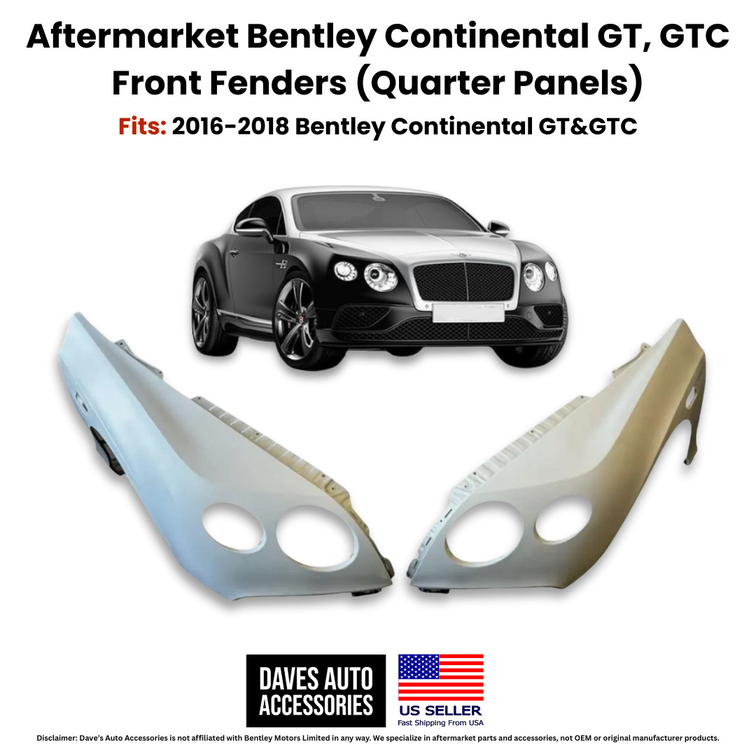 Bentley Continental GT GTC 16-18 Carbon Fiber Left + Right Fender Panels Pair