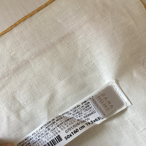 Zara Home 50%Linen50%Cotton Double layer Table Runner White/Gold 50x160cm - Afbeelding 2 van 6