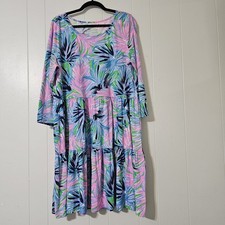 Lilly Pulitzer Geanna Gecko Green Tiered Tropical Palm Print Dress XXL