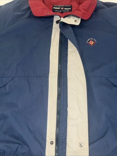 Members Only Mariner Red, White,blue Windbreaker Jacket Mens 4X Full Zip Lined - Picture 11 of 16