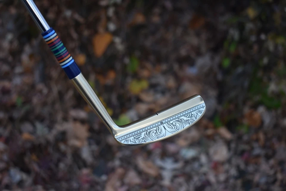 Stunning Gold Custom Prototype Blade Putter Napa 8802 MILLED Ornate Scroll / 35" - Image 2 of 4