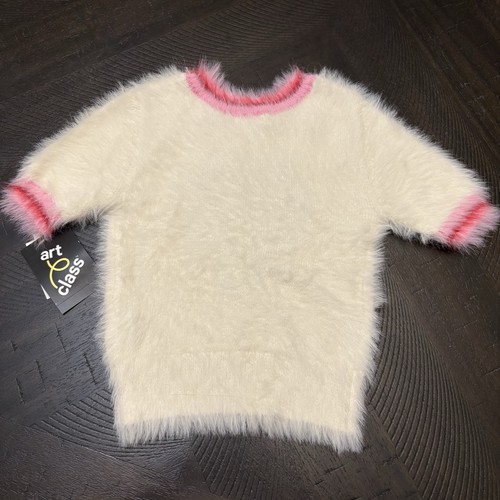 Art Class Girls Fuzzy Heart Sweater Size Small 6/7 - Pink and Red Super Soft - Picture 7 of 11
