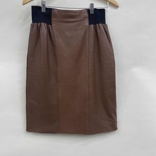 Bagatelle Brown Leather Pencil Skirt Elastic Waist Size 8 lined midi Vintage