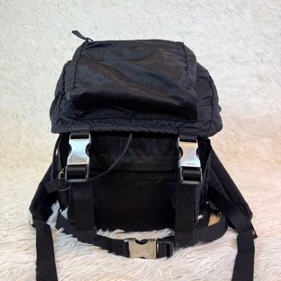 Prada Rucksack Nylon Black Triangle Logo Used From Japan