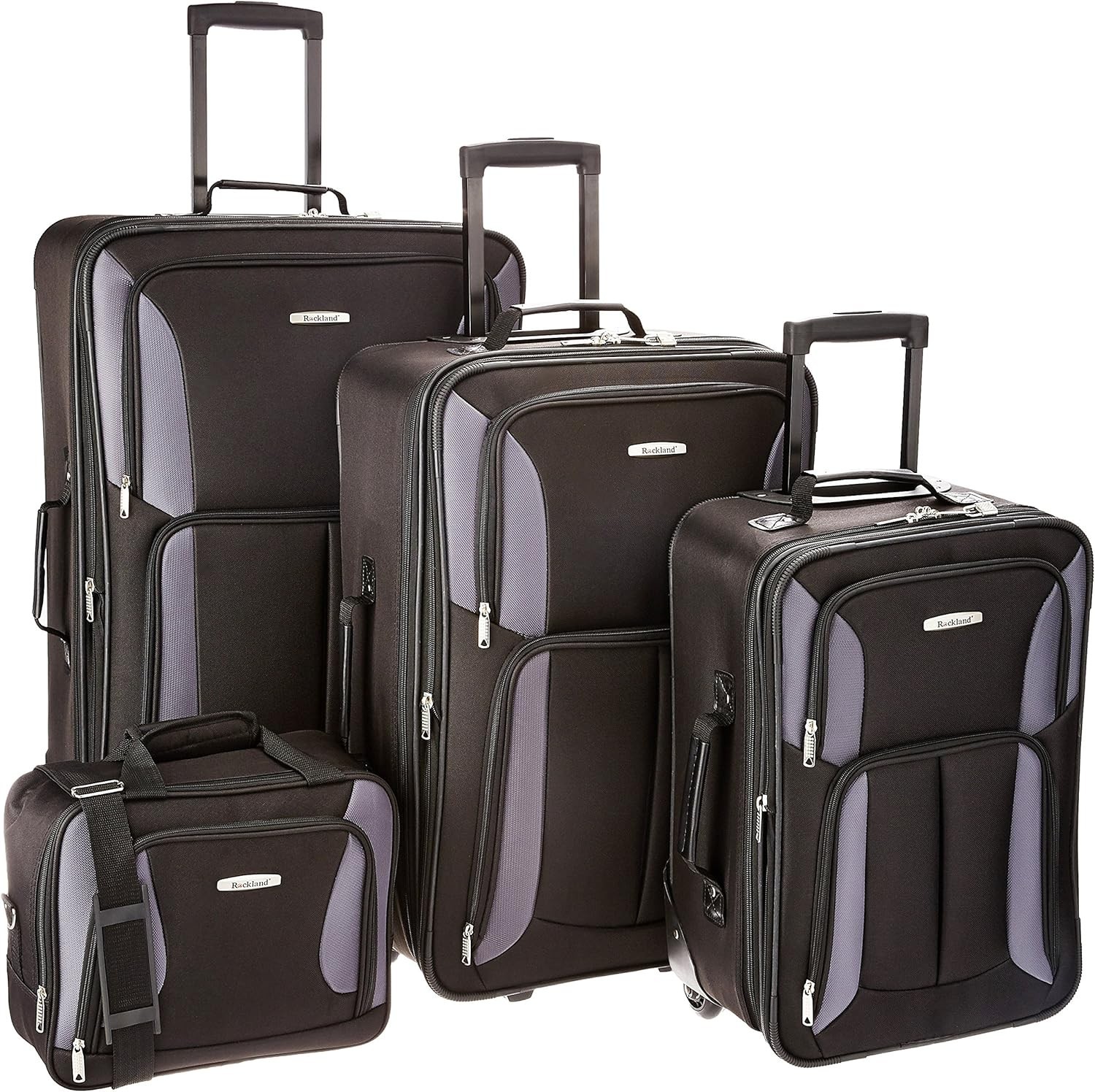 Rockland Journey Softside Upright Luggage Set,Expandable, Bl
