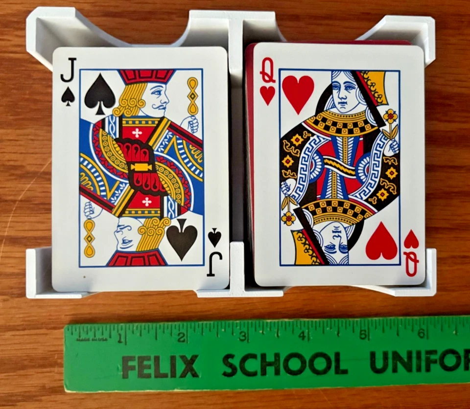 2 to 4 Deck Playing Card Tray Canasta Hand & Foot Samba Gin Rummy White USA Made - Image 2 of 4