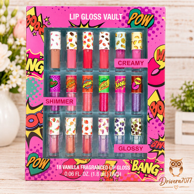 Lip Gloss Vault 18 Piece Set Creamy Shimmer Glossy Vanilla Fragranced