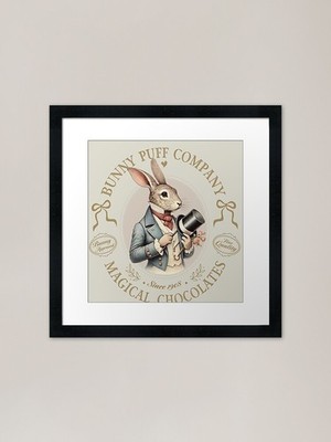 Vintage Easter bunny gentleman with Framed Wall Art Poster Canvas Print Picture