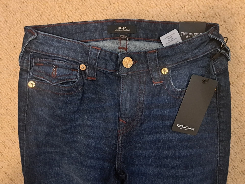 True Religion Womens Bootcut Jeans Becca Mid Rise Waist Flap W26 L30 NEW & TAGS - Image 3 of 4