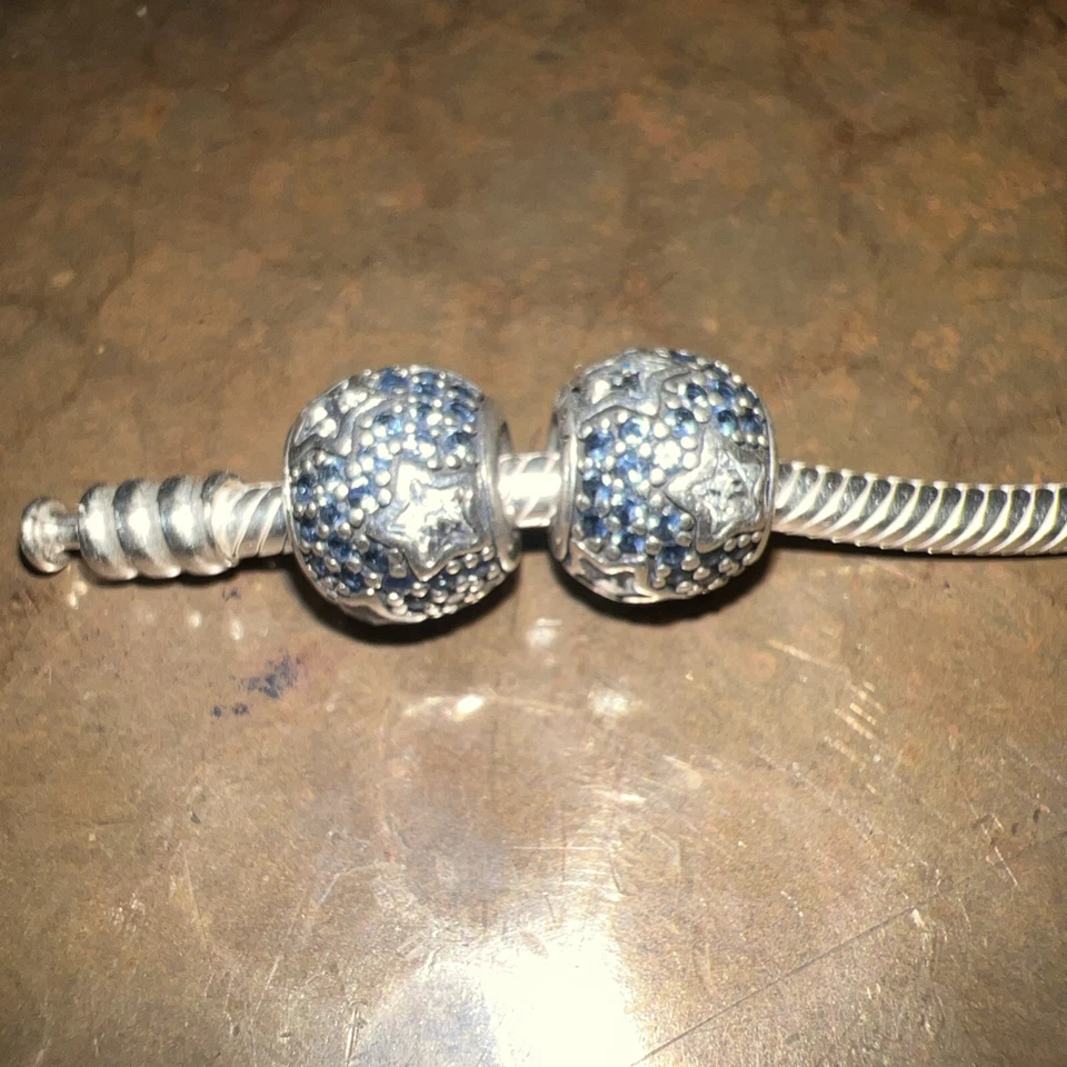 Klassiker "PANDORA FOLLOW THE STARS" 925 Midnight Blue Kristalle klar CZ Sterne (2)