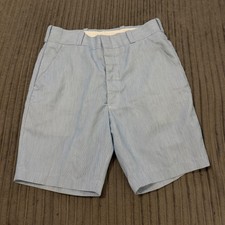 VTG Smartair Shorts Mens 30 Blue Striped Flat Front Chinos Rerto 70s 80 USA Made