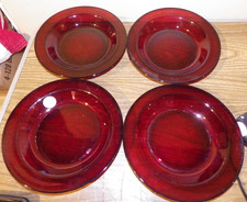 ARCOROC - Made in France SET OF 4 COCOON RUBY Red Glass SOUP BOWLS 8.5 