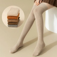 Autumn Winter Women Stockings Knitting Cotton Solid Color Girls Long Socks Thigh