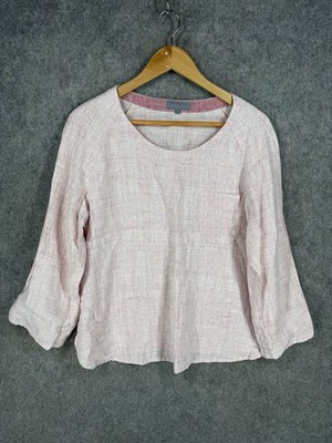 Sahara Top Damen mittel rosa Leinen Bluse weich Boho leicht Lagenlook
