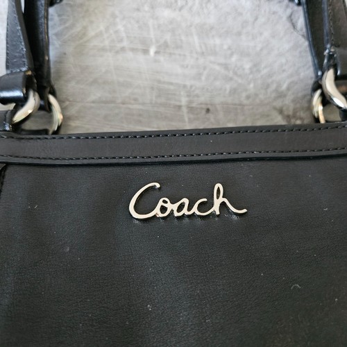 Coach Gallery East West Black Leather Bag F17721 Shoulder Double Handle Purse - Picture 23 of 23