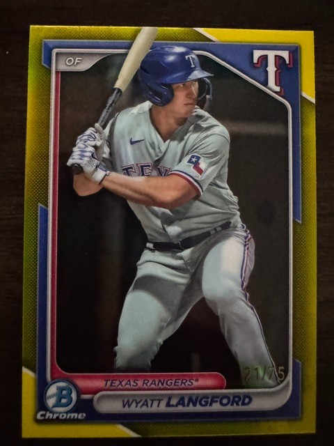 2024 Bowman Chrome Yellow Refractor BCP-64 Wyatt Langford /75